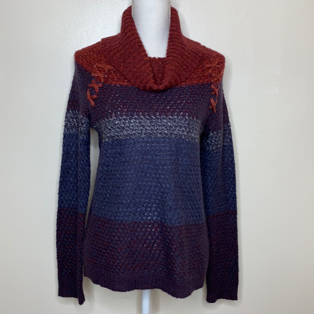 SIGNATURE STUDIO Cowl Neck Raglan Sleeve Crisscross Lace Detail Sweater Small
